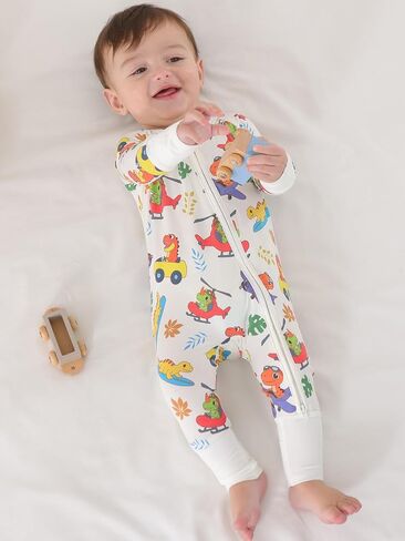بيجامة GUISBY للأولاد الرضع Sleep N Play، ملابس أطفال، كم طويل، بدون قدم، Newborn-2T in Saudi Arabia