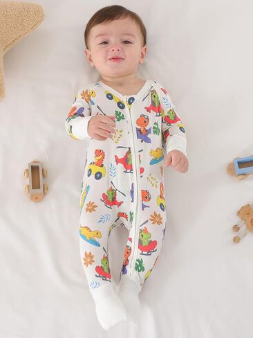 بيجامة GUISBY للأولاد الرضع Sleep N Play، ملابس أطفال، كم طويل، بدون قدم، Newborn-2T in Saudi Arabia