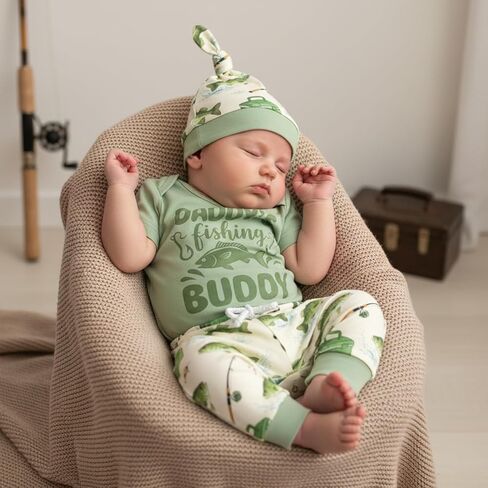 GOOCHEER Newborn Baby Boy Clothes Fishing Short Sleeve Romper Shirt Tops Pants Hat Summer Spring Outfits Set in Saudi Arabia