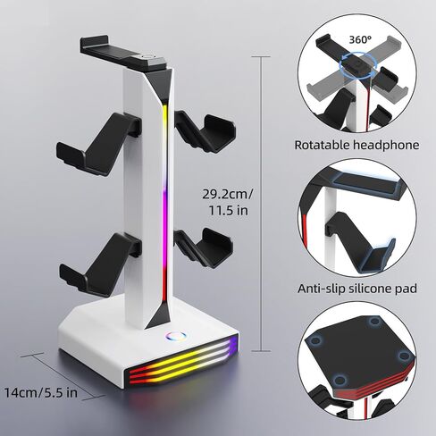 حامل وحدة تحكم الألعاب العالمية، حامل سماعة رأس بإضاءة RGB متعدد الألوان لجهاز PS5، وXbox، ومنظم مكتب التبديل in Kuwait