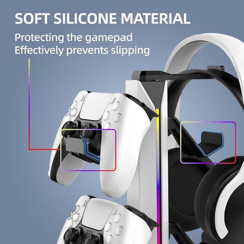 حامل وحدة تحكم الألعاب العالمية، حامل سماعة رأس بإضاءة RGB متعدد الألوان لجهاز PS5، وXbox، ومنظم مكتب التبديل in Kuwait