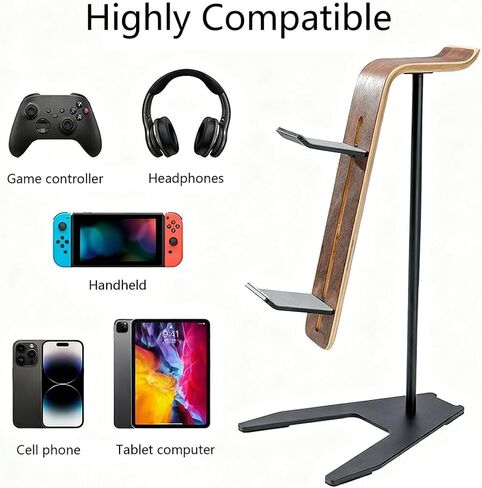 Controller Stand and Headphone Stand, Creative Wooden Controller Holder for Game Room Décor, Controller Stand for Desk, Fit Xbox, PS4, PS5 in Saudi Arabia