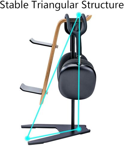 Controller Stand and Headphone Stand, Creative Wooden Controller Holder for Game Room Décor, Controller Stand for Desk, Fit Xbox, PS4, PS5 in Saudi Arabia