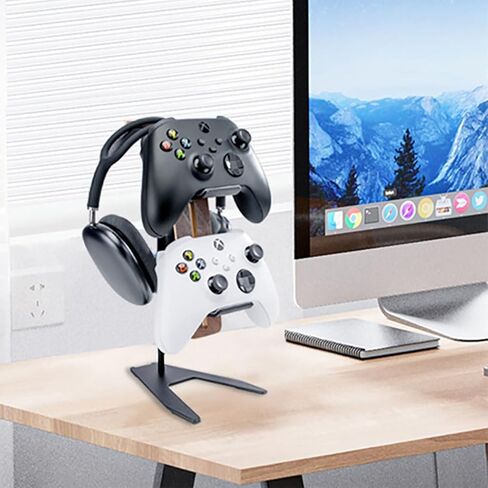 Controller Stand and Headphone Stand, Creative Wooden Controller Holder for Game Room Décor, Controller Stand for Desk, Fit Xbox, PS4, PS5 in Saudi Arabia