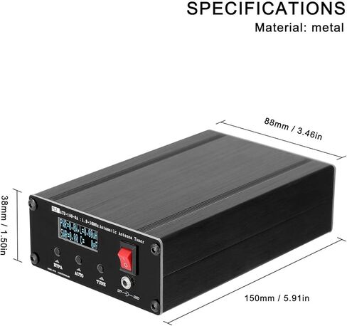 موالف هوائي ATU100 1.8-50 ميجا هرتز tic على الموجات القصيرة USB من النوع C قابل لإعادة الشحن مع جهاز اختبار موالف هوائي شاشة OLED مقاس 0.91 بوصة لمختبر المنزل والمصنع التلقائي in Saudi Arabia