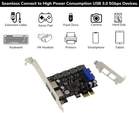 ODYPC PCIe USB 3.0 2 منافذ 5 جيجابت في الثانية A+ محول USB داخلي بطاقة توسيع سريعة مع موصل 19 نقطة واجهة ذاتية الطاقة لأجهزة الكمبيوتر المكتبية التي تعمل بنظام Windows NEC720201 in Kuwait