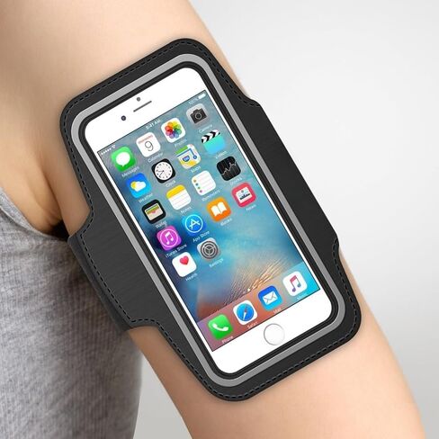 Stretchable Cell Phone Armband – Running Arm Band with Key Holder, Reflective Strip & Touch Screen Cover – Compatible with iPhone 17/16/15/14/13/12/11/XR up to 7.1 inch – Black in Saudi Arabia