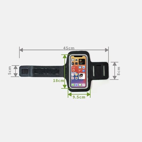 Stretchable Cell Phone Armband – Running Arm Band with Key Holder, Reflective Strip & Touch Screen Cover – Compatible with iPhone 17/16/15/14/13/12/11/XR up to 7.1 inch – Black in Saudi Arabia