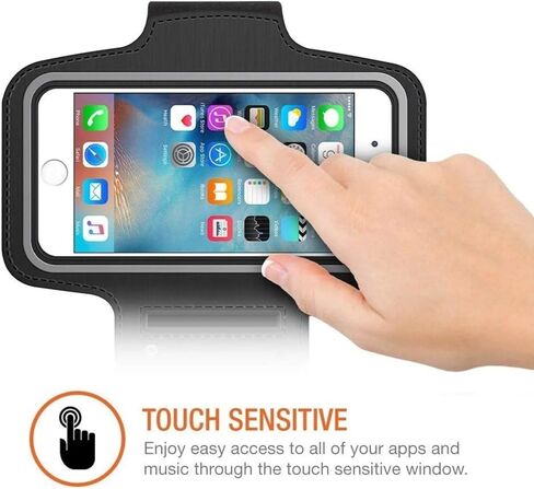 Stretchable Cell Phone Armband – Running Arm Band with Key Holder, Reflective Strip & Touch Screen Cover – Compatible with iPhone 17/16/15/14/13/12/11/XR up to 7.1 inch – Black in Saudi Arabia