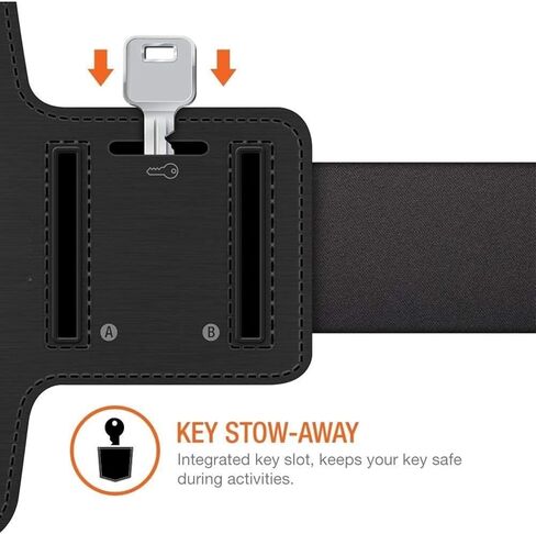Stretchable Cell Phone Armband – Running Arm Band with Key Holder, Reflective Strip & Touch Screen Cover – Compatible with iPhone 17/16/15/14/13/12/11/XR up to 7.1 inch – Black in Saudi Arabia
