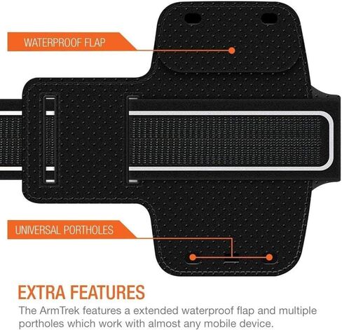 Stretchable Cell Phone Armband – Running Arm Band with Key Holder, Reflective Strip & Touch Screen Cover – Compatible with iPhone 17/16/15/14/13/12/11/XR up to 7.1 inch – Black in Saudi Arabia