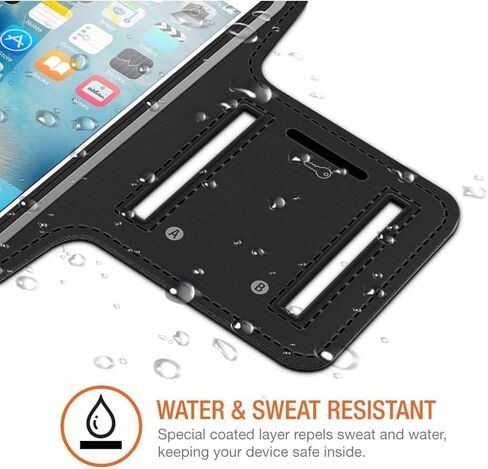 Stretchable Cell Phone Armband – Running Arm Band with Key Holder, Reflective Strip & Touch Screen Cover – Compatible with iPhone 17/16/15/14/13/12/11/XR up to 7.1 inch – Black in Saudi Arabia
