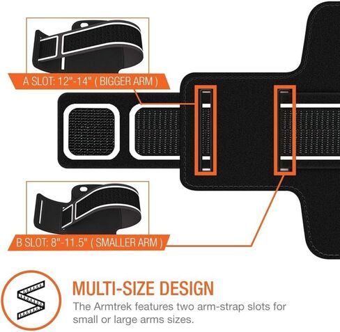 Stretchable Cell Phone Armband – Running Arm Band with Key Holder, Reflective Strip & Touch Screen Cover – Compatible with iPhone 17/16/15/14/13/12/11/XR up to 7.1 inch – Black in Saudi Arabia