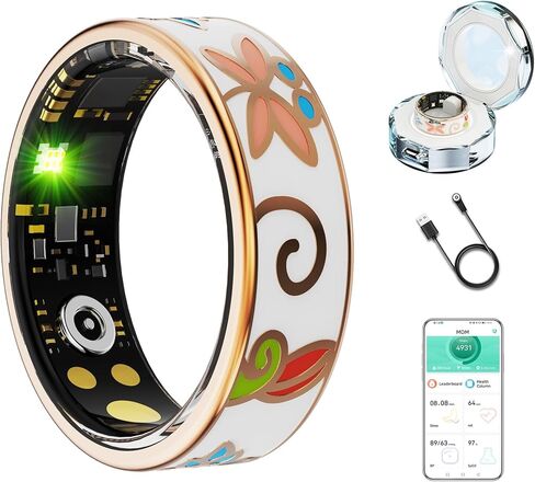 Smart Ring for Women & Men, Fitness Tracker with Heart Rate, Blood Oxygen, Blood Pressure, Sleep Monitoring, Step Counting, IP68 Waterproof for iPhone and Android Silver 8 in Saudi Arabia