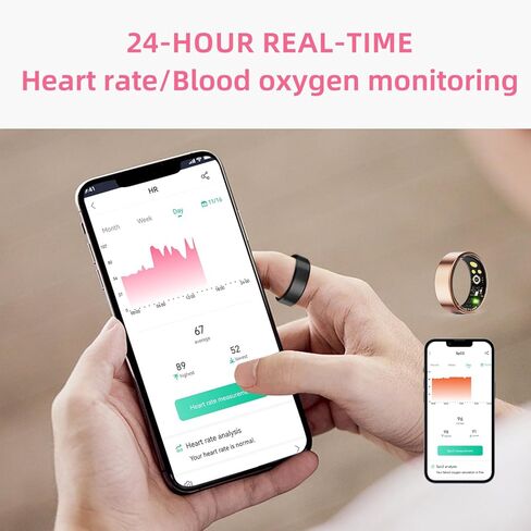 Smart Ring for Women & Men, Fitness Tracker with Heart Rate, Blood Oxygen, Blood Pressure, Sleep Monitoring, Step Counting, IP68 Waterproof for iPhone and Android Silver 8 in Saudi Arabia