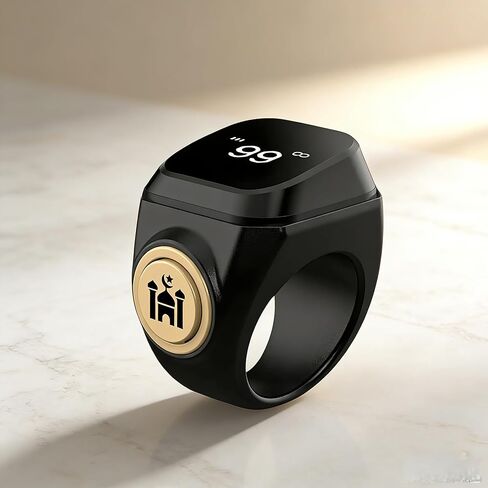 Smart Tasbih Zikr Ring,22mm(13) Muslim Digital Azan Alarm Clock,APP Support Digital Counter Prayer Reminder Rings, Waterproof 4 Digit Finger Counter zikr Ring for Muslims in Saudi Arabia