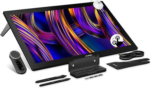 HUION KAMVAS Pro 27 (144 هرتز) 4K UHD تابلت رسم مع شاشة، PenTech 4.0 Stylus 16384 ضغط القلم، Canvas Glass 3.0 △E<1 جهاز لوحي للرسومات 98% Adobe RGB متعدد اللمس مع جهاز تحكم عن بعد in Kuwait