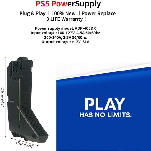 Diyeeni Power Supply 400DR Internal Replacement for Power Supply Battery Unit for Game Console Power Adapter with Power Cord, 100 to 127V/200 to 240V(US) in Saudi Arabia