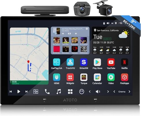 Single/Double DIN Car Stereo - 12.95" QLED Floating Screen, 8G+128G CarPlay/Android Auto, SPDIF, RCA, DSP 7.1.2, HDMI-in, 4G, Wi-Fi, BT, AI-Powered, OTA w/Mic, 1080P Dual Cam, X10G129E in Saudi Arabia