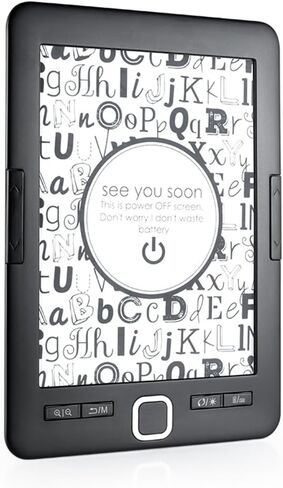 Docooler eReader, 6 Inch Glimmer-Free and Eye-Friendly Screen Reader, 8G of Storage PDF Reader with Protective Case, LED Display Light, Video, Audio, Dark Mode Option - Black in Saudi Arabia