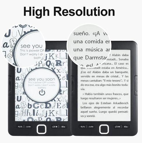 Docooler eReader, 6 Inch Glimmer-Free and Eye-Friendly Screen Reader, 8G of Storage PDF Reader with Protective Case, LED Display Light, Video, Audio, Dark Mode Option - Black in Saudi Arabia