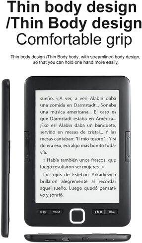 Docooler eReader, 6 Inch Glimmer-Free and Eye-Friendly Screen Reader, 8G of Storage PDF Reader with Protective Case, LED Display Light, Video, Audio, Dark Mode Option - Black in Saudi Arabia