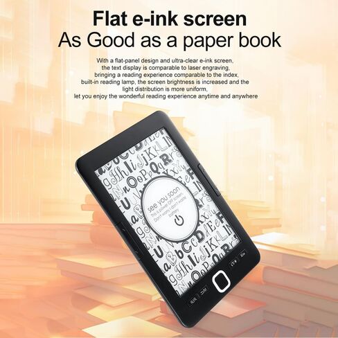 Docooler eReader, 6 Inch Glimmer-Free and Eye-Friendly Screen Reader, 8G of Storage PDF Reader with Protective Case, LED Display Light, Video, Audio, Dark Mode Option - Black in Saudi Arabia