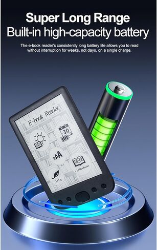 Tangxi 6 Inch E Reader, Portable E Book Reader with 800x600 Touch Screen, with Text Highlighting and Audio Playback, Support PDF EPUB MOBI, 2500mAh Battery, Protective Case (8G) in Saudi Arabia