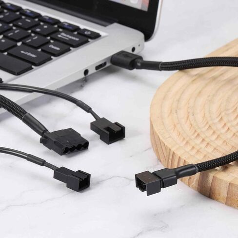 MECCANIXITY 2 قطعة كابل محول وحدة تحكم مروحة USB، USB إلى 4Pin 5V كابل محول طاقة التبريد 11.8 بوصة لجهاز التحكم في سرعة مروحة الكمبيوتر PWM in Kuwait