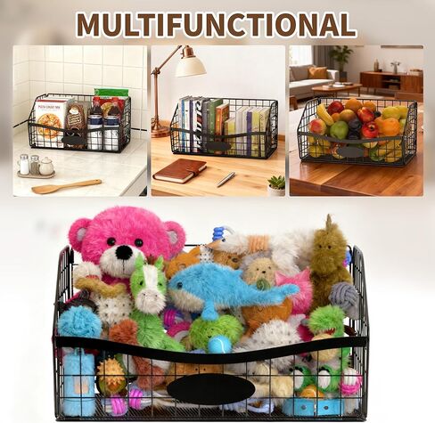 Dog Toy Basket - Durable Chew-Proof Dog Toy Storage Bin with Handles | Foldable Portable Metal Basket Organizer for Pet Toy Holder in Saudi Arabia