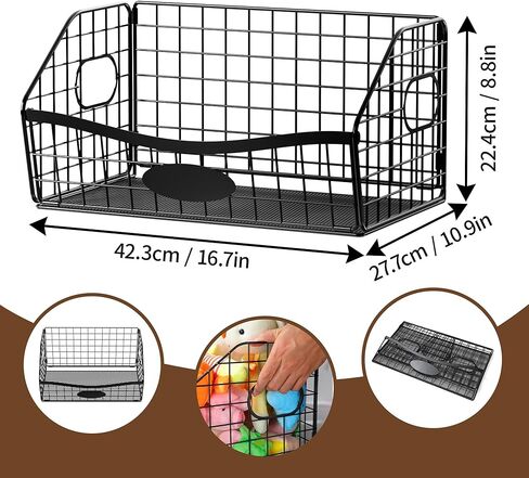 Dog Toy Basket - Durable Chew-Proof Dog Toy Storage Bin with Handles | Foldable Portable Metal Basket Organizer for Pet Toy Holder in Saudi Arabia