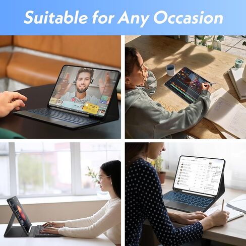 Touchpad Keyboard Case for 2025 Lenovo Idea Tab Plus 12.1 Inch/Tab K12, Ultra-Thin Leather Stand Cover with 7-Color Backlit Wireless Keyboard for Idea Tab Plus/Tab K12 (TB361FU/TB361ZU), Black in Saudi Arabia