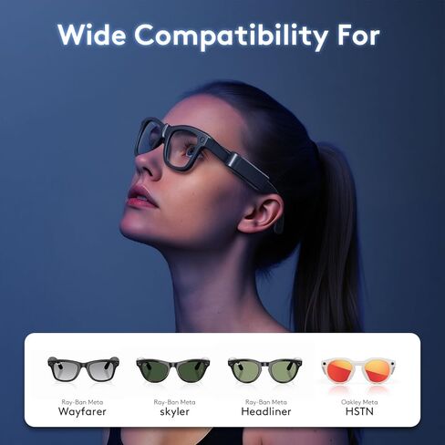 Portable Charger for RayBan Meta Gen2 Smart Glasses, Ultra-Light Wearable Mini Charger for Wayfarer, Headliner, Skyler, Clip-On Portable Accessory for Meta AI Glasses with USB-C Cable, Black in Saudi Arabia