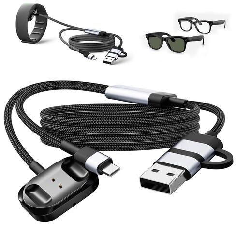 Magnetic Charger for Ray-Ban Meta Neural Band, 2-in-1 Magnetic Charging Cable, Compatible with Meta Ray-Ban Display Smart Glasses 2025, Fast Charging, Brass Alloy Pins, USB-C Safe Charger in Saudi Arabia