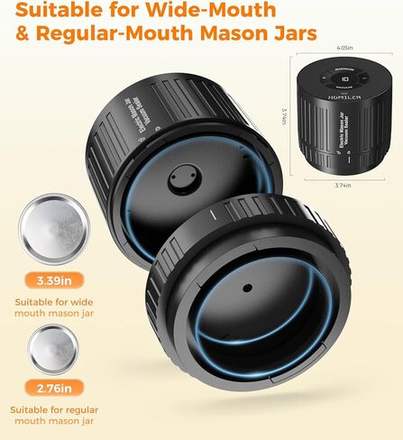 Electric Mason Jar Vacuum Sealer Kit - 2 Modes for Vacuum and Fast Marinade, 10 Sealing Lids - Preserve Freshness Efficiently, Ideal for Canning Jams, Pickles, Dry Foods, Grains Storage in Saudi Arabia