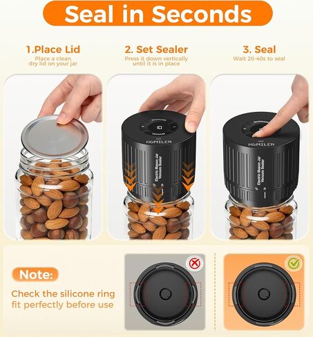 Electric Mason Jar Vacuum Sealer Kit - 2 Modes for Vacuum and Fast Marinade, 10 Sealing Lids - Preserve Freshness Efficiently, Ideal for Canning Jams, Pickles, Dry Foods, Grains Storage in Saudi Arabia