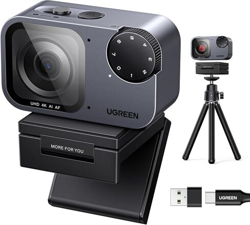 كاميرا ويب UGREEN FineCam 4K للكمبيوتر الشخصي مع 7 مرشحات تبديل، مستشعر 1/2 بوصة، تأطير تلقائي، وجه AE، ميكروفون AI لإلغاء الضوضاء، التحكم في الإيماءات، التركيز التلقائي PDAF للبث، المؤتمرات، التكبير، التبديل 2 in Kuwait