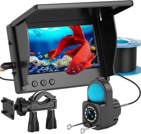 Underwater Fishing Camera TMACTIME 1080P HD, Portable Fish Finder with 4.3" LCD Display & Infrared Night Vision Light, IP68 Waterproof & 5000mAh, Fishing Camera for Ice Lake Boat Kayak Fishing - 30M in Saudi Arabia