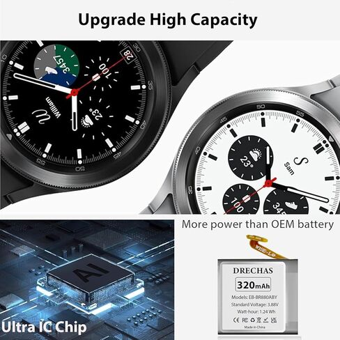 [320mAh] EB-BR880ABY Battery for Samsung Galaxy Watch 4 Classic SM-R880 SM-R885 (42mm)/Galaxy Watch 4 SM-R860 SM-R865 (40mm) with Repair Tool Kits in Kuwait