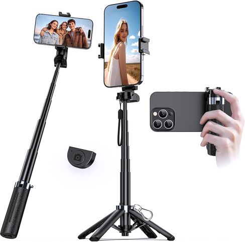 UBeesize Mini Selfie Stick Tripod with Rechargeable Remote – Pocket-Size Travel Phone Stand w/Hook, 360° Rotating Holder, Lightweight Tripod for iPhone/Android, Vlogging, TikTok & Live Streaming in Saudi Arabia