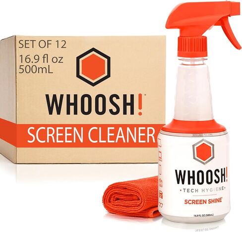 ووش! منظف ​​شاشة التلفزيون [مجموعة من 2] - 16.9 Fl Oz + 1 Microfiber Cleaning - للتلفزيون ، OLED ، السيارة ، الكمبيوتر ، الكمبيوتر المحمول ، جهاز MacBook ، iPad ، iPhone ، شاشة تعمل باللمس - مجموعة نظافة إلكترونية صناعية الحجم in Kuwait