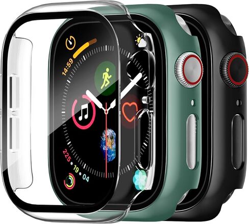 Charlam Compatible with Apple Watch Ultra Screen Protector 49mm iWatch Case, 3 Pack Full Protective Ultra-Thin Hard PC Bumper Scratch Resistant HD Protective Face Cover, Black/NavyBlue/White,49mm in Kuwait