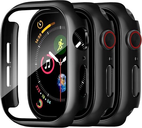 Charlam Compatible with Apple Watch Ultra Screen Protector 49mm iWatch Case, 3 Pack Full Protective Ultra-Thin Hard PC Bumper Scratch Resistant HD Protective Face Cover, Black/NavyBlue/White,49mm in Kuwait