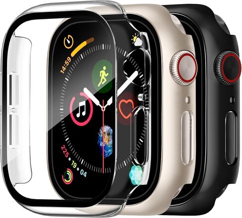 Charlam Compatible with Apple Watch Ultra Screen Protector 49mm iWatch Case, 3 Pack Full Protective Ultra-Thin Hard PC Bumper Scratch Resistant HD Protective Face Cover, Black/NavyBlue/White,49mm in Kuwait