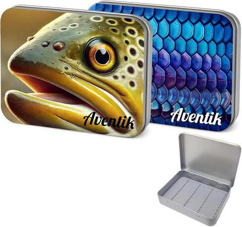 Aventik 2 Pack Compact Metal Fly Fishing Flies Box Lightweight Tinplate Case with Silicone Slots Fit Wet & Dry Fly Storage, Outdoor Tackle Organizer(Group B) in Saudi Arabia