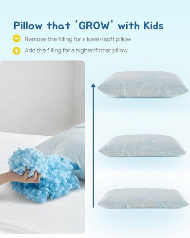 وسادة طفل صغير، وسادة صغيرة من إسفنج الذاكرة ممزق قابل للتعديل للأطفال الصغار بعمر سنتين فما فوق، مقاس صغير 33.02 سم × 45.72 سم للأطفال أثناء النوم أو القيلولة أو السفر، قابلة للغسل بدون كيس وسادة بسحاب، أزرق in Kuwait