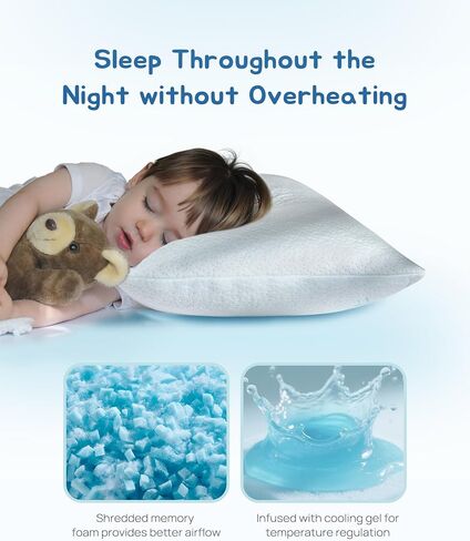 وسادة طفل صغير، وسادة صغيرة من إسفنج الذاكرة ممزق قابل للتعديل للأطفال الصغار بعمر سنتين فما فوق، مقاس صغير 33.02 سم × 45.72 سم للأطفال أثناء النوم أو القيلولة أو السفر، قابلة للغسل بدون كيس وسادة بسحاب، أزرق in Kuwait