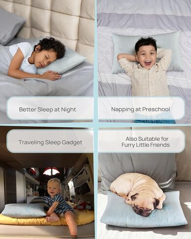 وسادة طفل صغير، وسادة صغيرة من إسفنج الذاكرة ممزق قابل للتعديل للأطفال الصغار بعمر سنتين فما فوق، مقاس صغير 33.02 سم × 45.72 سم للأطفال أثناء النوم أو القيلولة أو السفر، قابلة للغسل بدون كيس وسادة بسحاب، أزرق in Kuwait