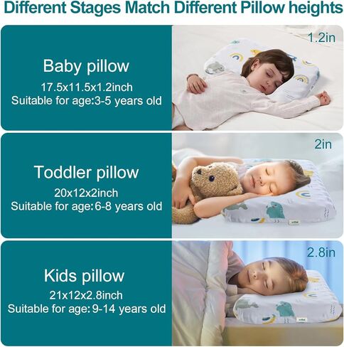 Toddler Pillow with Removable Pillowcase, willai 17.5X11.5inch Soft Breathable Kids Pillow, Machine Washable Toddler Pillow, Ergonomic Small Children Pillow for Boys and Girls Ages 3-5 Years (Dolphin) in Saudi Arabia