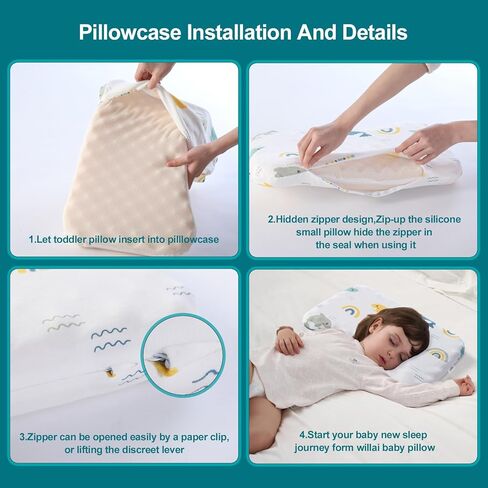 Toddler Pillow with Removable Pillowcase, willai 17.5X11.5inch Soft Breathable Kids Pillow, Machine Washable Toddler Pillow, Ergonomic Small Children Pillow for Boys and Girls Ages 3-5 Years (Dolphin) in Saudi Arabia